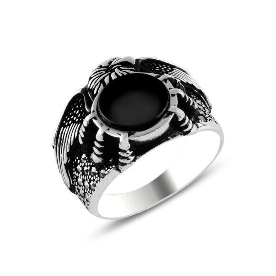 Wholesale Eagle Claw Marcasite & Onyx Men’s Ring