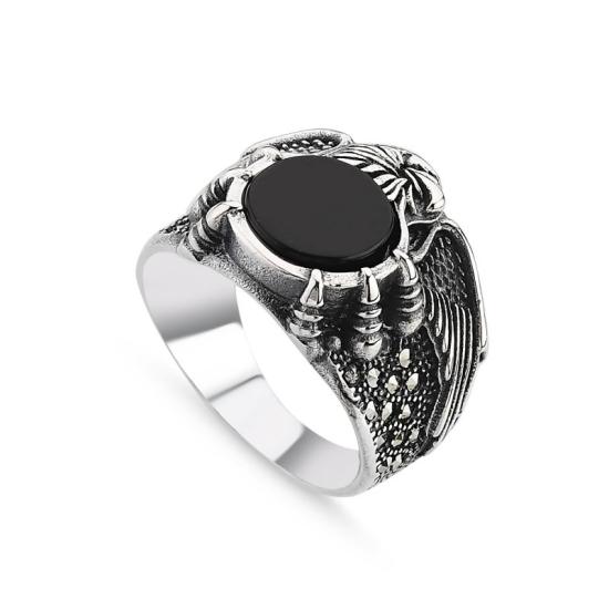 Wholesale Eagle Claw Marcasite & Onyx Men’s Ring