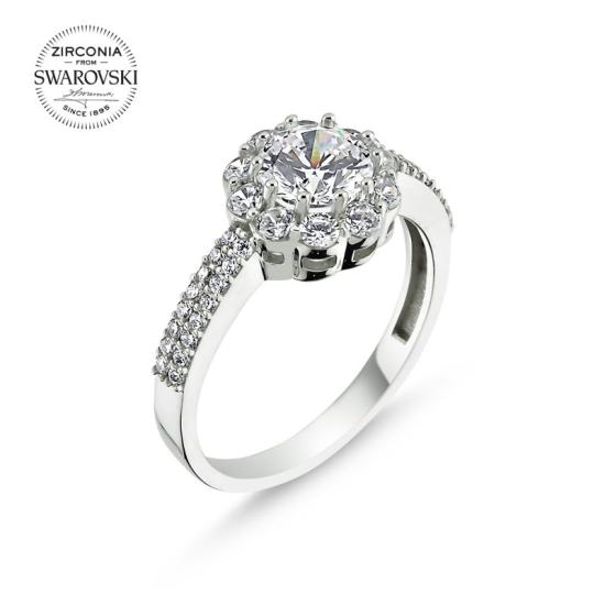 Wholesale Swarovski Zirconia Half Eternity Solitaire Ring