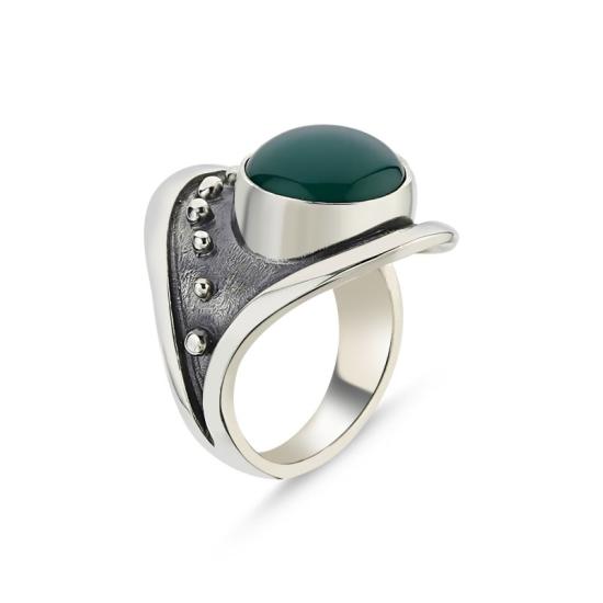 Wholesale Green Agate Handmade Ring