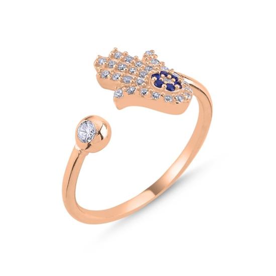 Wholesale Hamsa Evil Eye CZ Adjustable Size Ring