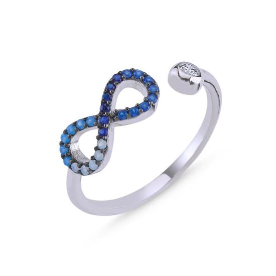 Wholesale Shades of Blue CZ Infinity Adjustable Size Ring