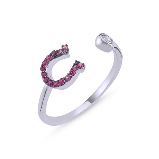 Wholesale Lucky Horseshoe Shades of Pink CZ Adjustable Size Ring