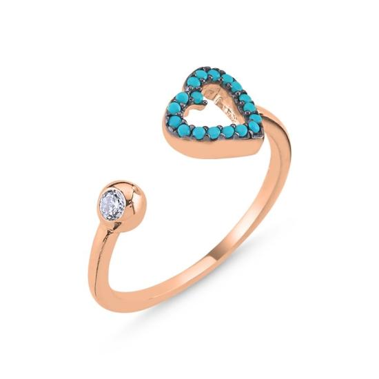 Wholesale Heart Turquoise CZ Adjustable Size Ring