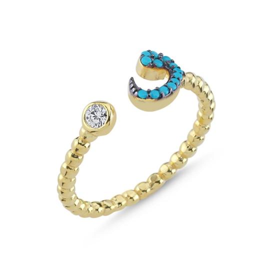 Wholesale Turquoise CZ Adjustable Size Waw Ring