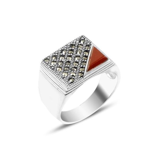 Wholesale Red Agate & Marcasite Ring