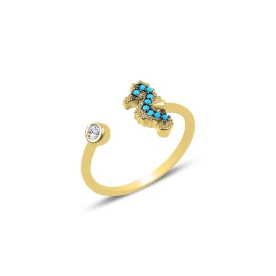 Wholesale Nano Turquoise Adjustable Size Seahorse Ring