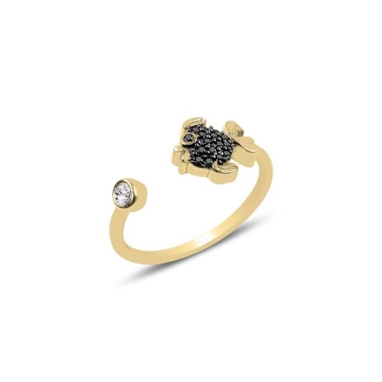 Wholesale Black CZ Adjustable Size Fish Ring