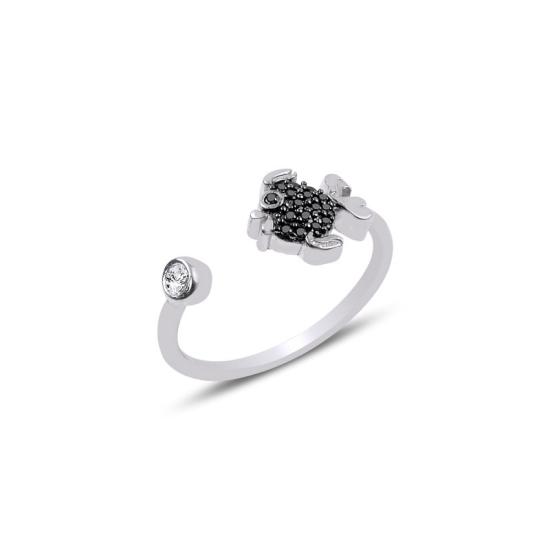 Wholesale Black CZ Adjustable Size Fish Ring