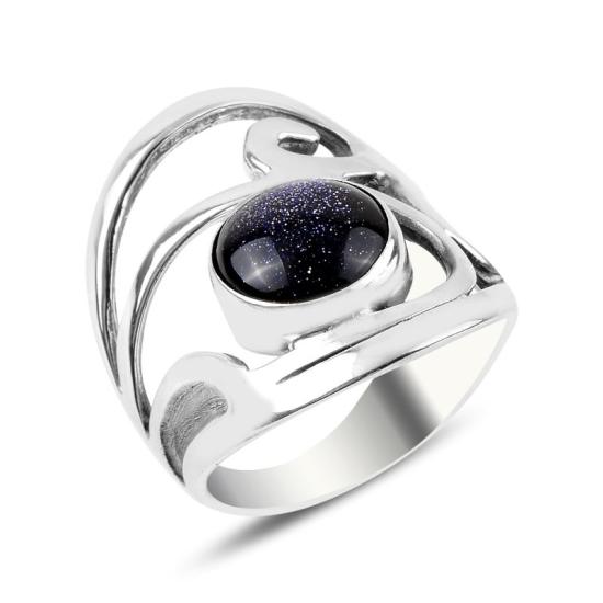 Wholesale Blue Goldstone Handmade Ring