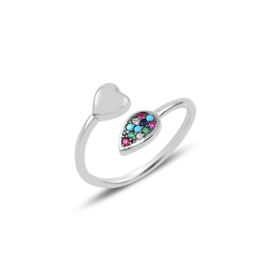 Wholesale Heart Mix CZ Adjustable Size Ring