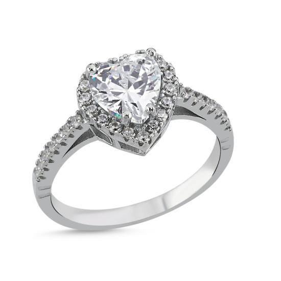 Wholesale Heart CZ Halo Solitaire Ring