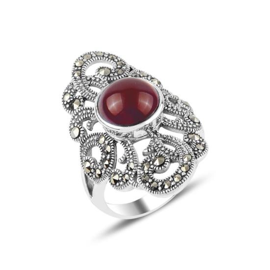 Wholesale Red Agate & Marcasite Ring