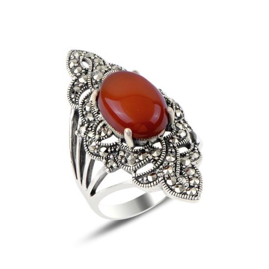 Wholesale Red Agate & Marcasite Ring