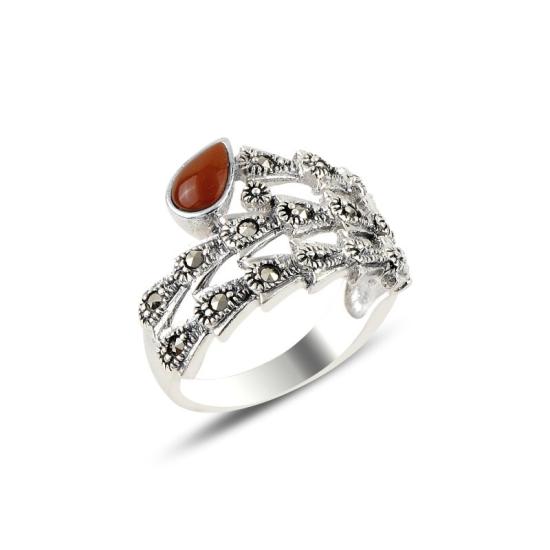 Wholesale Red Agate & Marcasite Ring