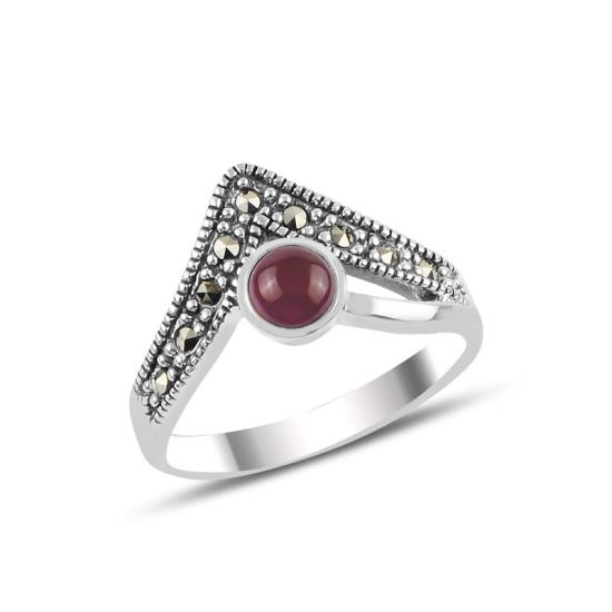 Wholesale Red Agate & Marcasite Ring