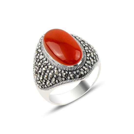 Wholesale Red Agate & Marcasite Ring