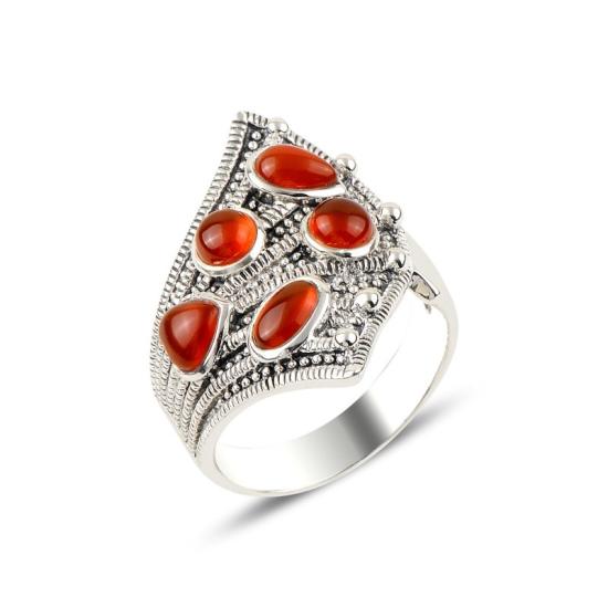 Wholesale Red Agate & Marcasite Ring