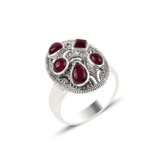 Wholesale Red Agate & Marcasite Ring