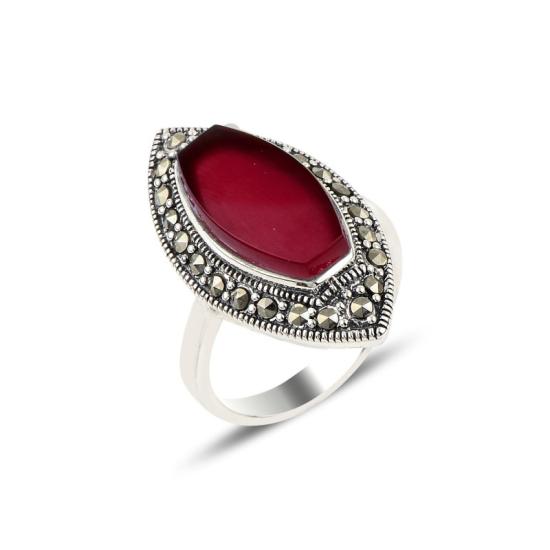 Wholesale Red Agate & Marcasite Ring