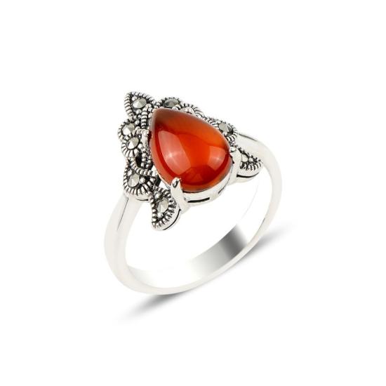 Wholesale Red Agate & Marcasite Ring