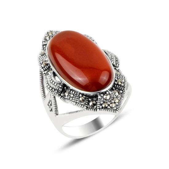 Wholesale Red Agate & Marcasite Ring