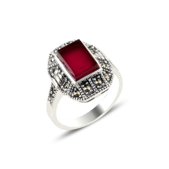 Wholesale Red Agate & Marcasite Ring