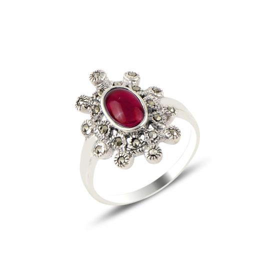 Wholesale Red Agate & Marcasite Ring