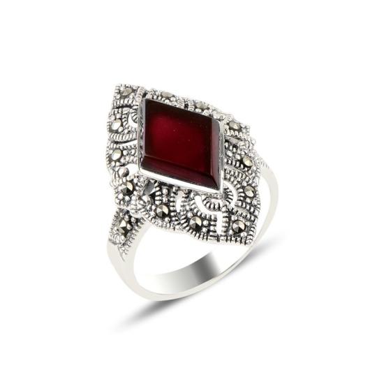 Wholesale Red Agate & Marcasite Ring