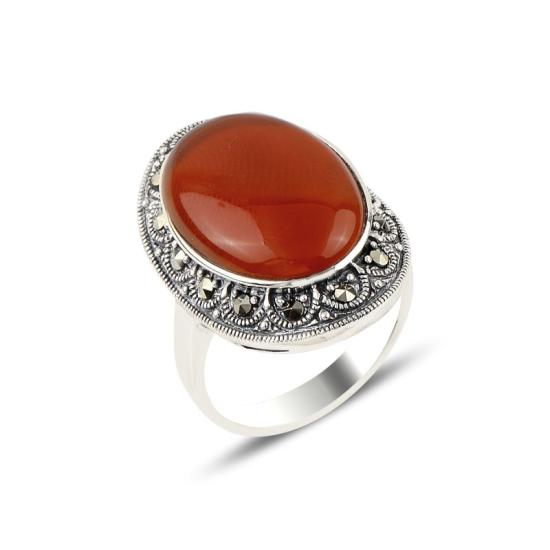 Wholesale Red Agate & Marcasite Ring