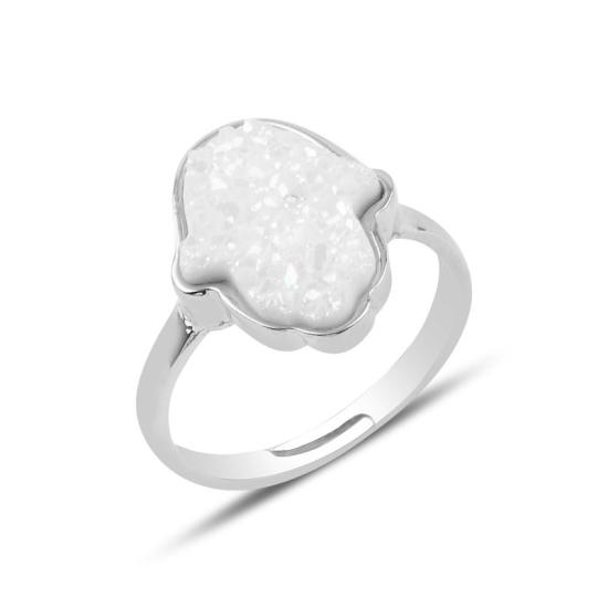 Wholesale Hamsa Druzy Adjustable Size CZ Ring