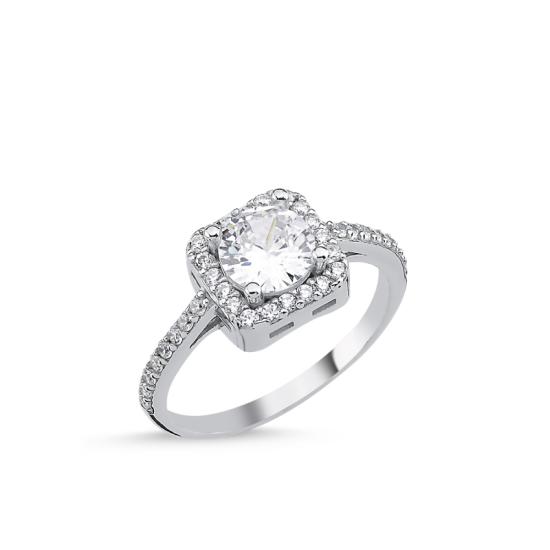 Wholesale Round Solitaire CZ Halo Ring