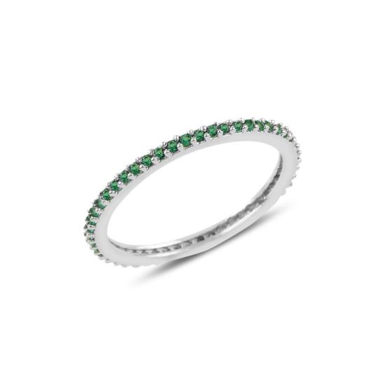 Wholesale Single Row Emerald CZ Thin Eternity Ring