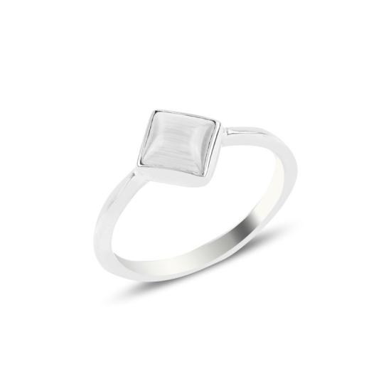 Wholesale White Cat’s Eye Square Solitaire Ring