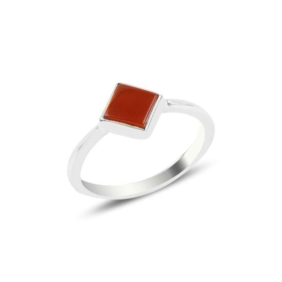 Wholesale Red Agate Square Solitaire Ring