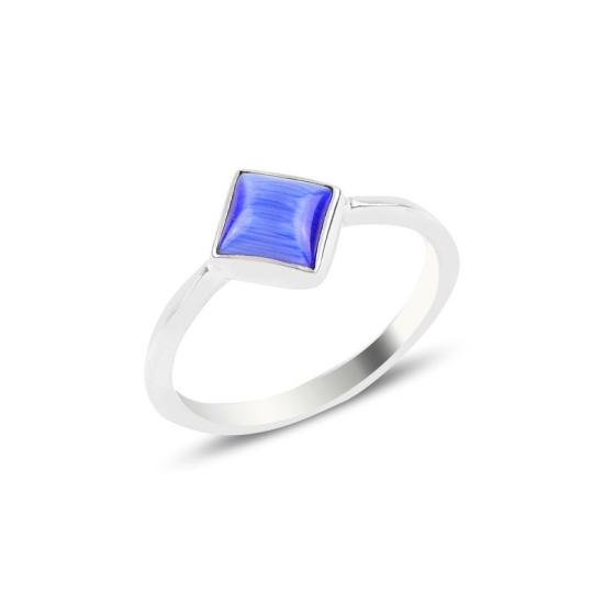 Wholesale Navy Blue Cat’s Eye Square Solitaire Ring