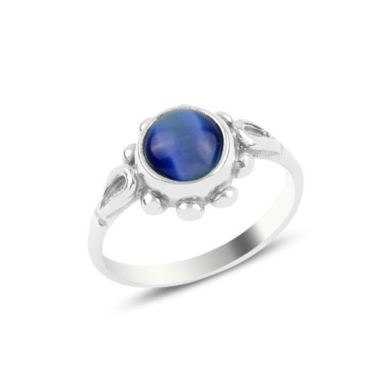 Wholesale Navy Blue Cat’s Eye Daisy Solitaire Ring