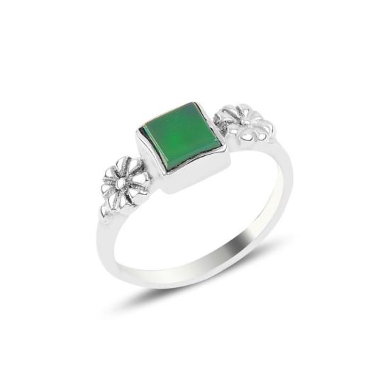 Wholesale Green Agate Daisy Solitaire Ring