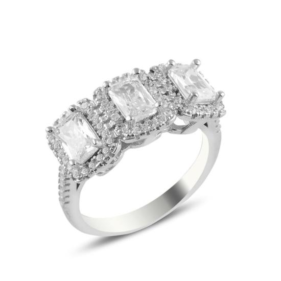 Wholesale Baguette CZ Three Stone Ring