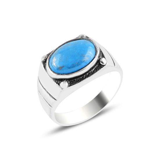 Wholesale Men’s Oxidized Ring with Oval Turquoise