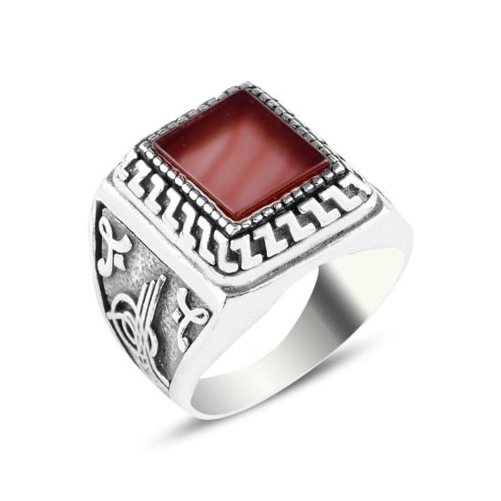 Wholesale Coat Of Arms Of The Ottoman Empire & Ottoman’s Signature Red Agate Ring