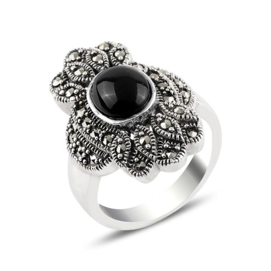 Onyx & Marcasite Ring