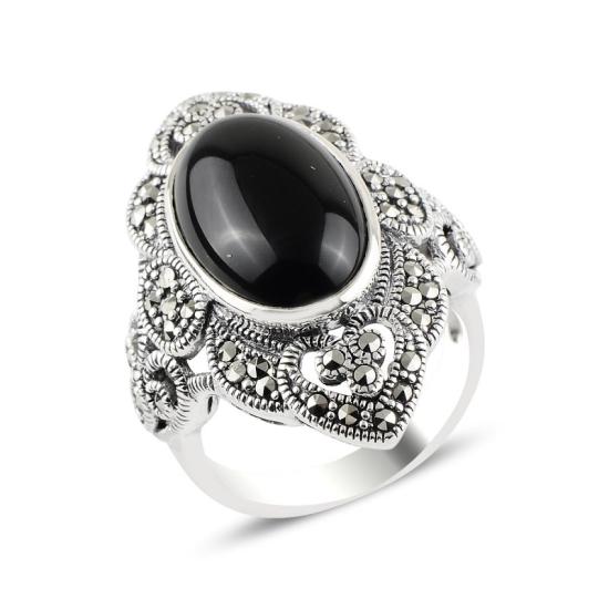 Onyx & Marcasite Ring