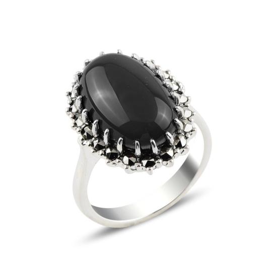 Onyx & Marcasite Ring