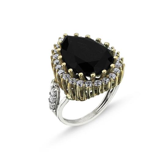 Wholesale Teardrop Black CZ Ottoman Style Ring