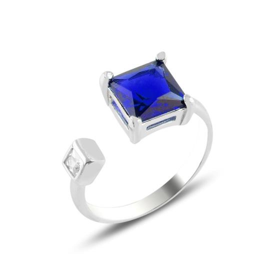 Wholesale Square Colored CZ Solitaire Adjustable Size Ring