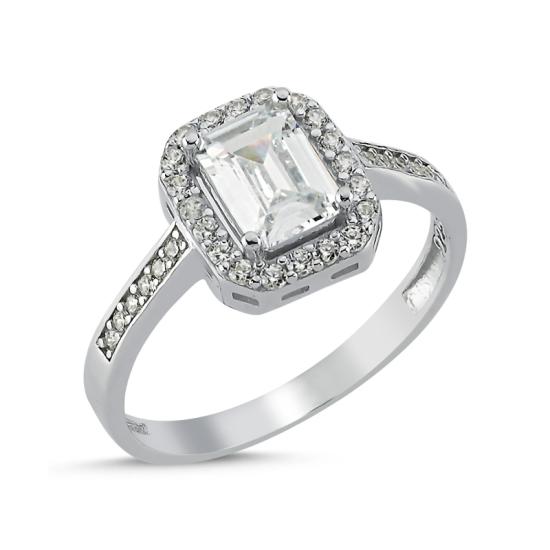 Wholesale Baguette CZ Half Eternity Solitaire Ring