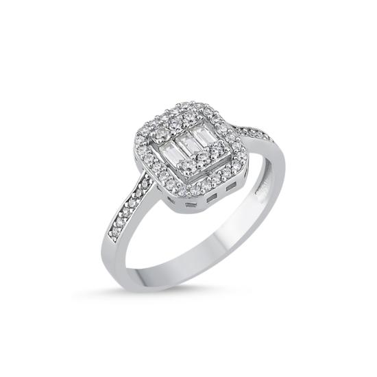 Wholesale Baguette CZ Half Eternity Solitaire Ring