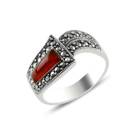 Wholesale Red Agate & Marcasite Ring