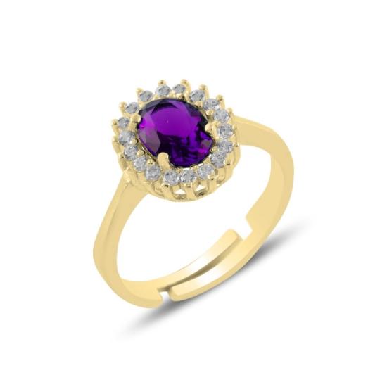 Wholesale Amethyst CZ Adjustable Size Ring